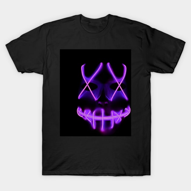 Purple Neon Smile T-Shirt by ermeteke